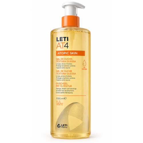 LETI AT4 Gel de Ducha Textura Oleosa 1000 ml | Higiene Extra Suave para Piel Atópica-Atopic Skin