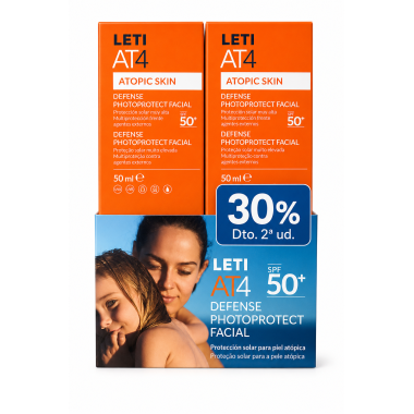 LETI AT4 Defense Photoprotect Facial SPF 50+ Duplo 2 x 50 ml | Protector Solar Facial para Piel Atópica. Atopic Skin