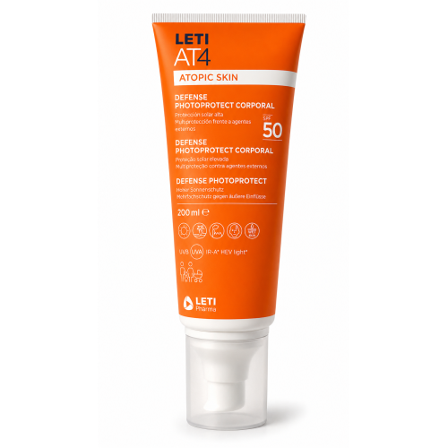 LETI AT4 Defense Photoprotect Corporal SPF 50 200 ml | Protector Solar Corporal para Piel Atópica. Atopic Skin