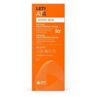 LETI AT4 Defense Photoprotect Facial SPF 50+de 50 ml | Protector Solar Facial para Piel Atópica. Atopic Skin