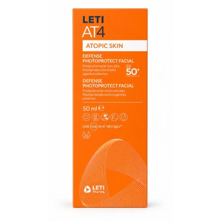 LETI AT4 Defense Photoprotect Facial SPF 50+de 50 ml | Protector Solar Facial para Piel Atópica. Atopic Skin