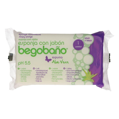 Esponja jabonosa con Aloe Vera Begobaño 100 unidades | pH 5.5 higiene suave y práctica