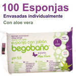 Esponja jabonosa con Aloe Vera Begobaño 100 unidades | pH 5.5 higiene suave y práctica