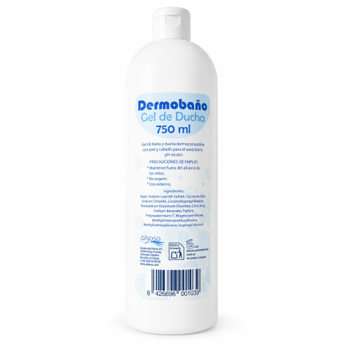Dermobaño Gel de Ducha 750 ml dermocompatible con pH neutro.