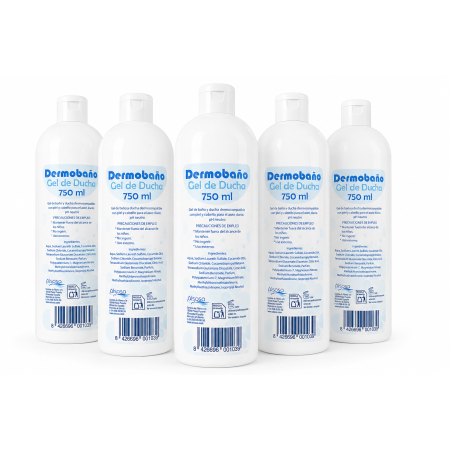 Pack de 6 botellas Dermobaño Gel de Ducha 750 ml. apto para piel y cabello