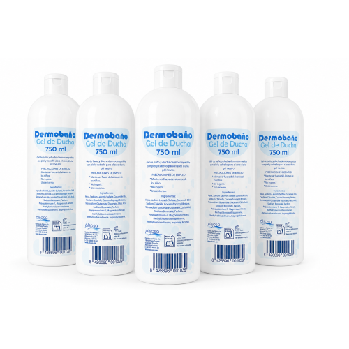 Pack de 6 botellas Dermobaño Gel de Ducha 750 ml. apto para piel y cabello