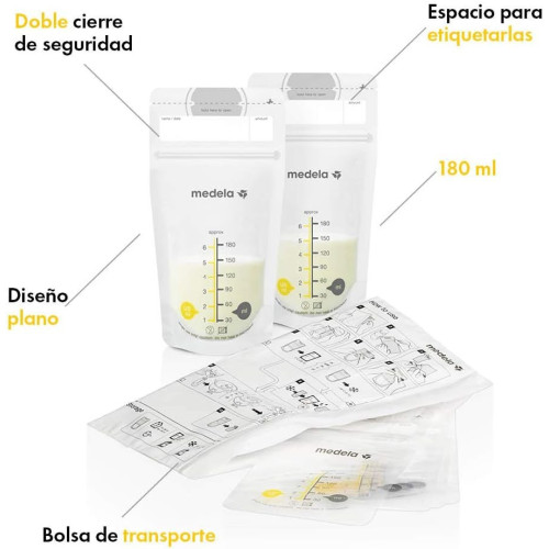 Bolsas de Conservación para Leche Materna Medela 25 Unidades | Antifugas, Preesterilizadas y 210 ml