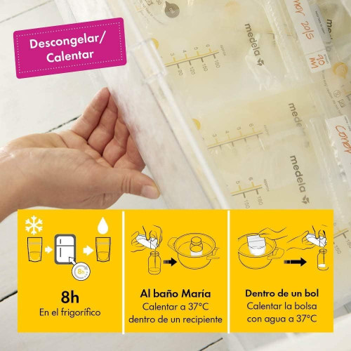Bolsas de Conservación para Leche Materna Medela 25 Unidades | Antifugas, Preesterilizadas y 210 ml