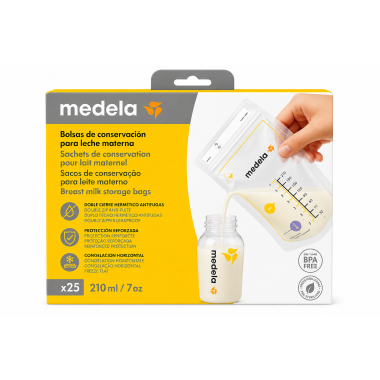 Bolsas de Conservación para Leche Materna Medela 25 Unidades | Antifugas, Preesterilizadas y 210 ml