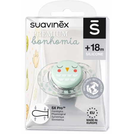 Chupete Premium Bonhomia tetina fisiológica silicona +18 meses . Suavinex