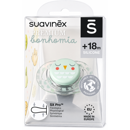 Chupete Premium Bonhomia tetina fisiológica silicona +18 meses . Suavinex
