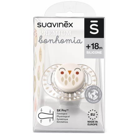 Chupete Premium Bonhomia tetina fisiológica silicona +18 meses . Suavinex
