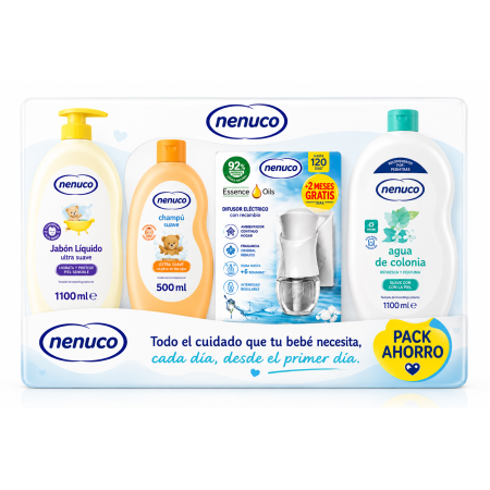 Pack Ahorro Nenuco con Jabón Líquido, Champú Sin Lágrimas, Difusor Air Wick y Agua de Colonia Original