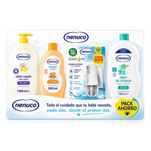 Pack Ahorro Nenuco con Jabón Líquido, Champú Sin Lágrimas, Difusor Air Wick y Agua de Colonia Original