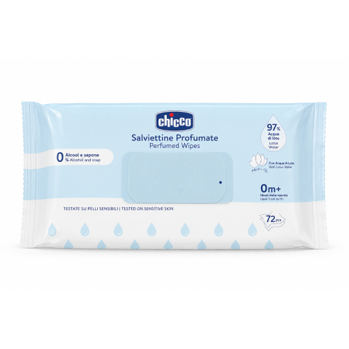 Toallitas perfumadas Chicco Pack Ahorro 288 Toallitas (4 x 72) Unidades | 97 % de agua y agua de loto