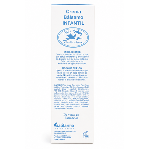 Crema Bálsamo Infantil Picu Baby 100 ml | Crema Protectora para el Culito del Bebé con Óxido de Zinc