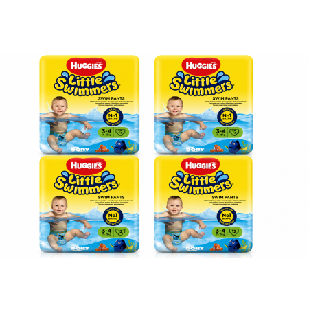 Huggies Little Swimmers Talla 3-4 (7-15 kg) 4 Packs x 12 Pañales de Agua | Para Piscina y Playa