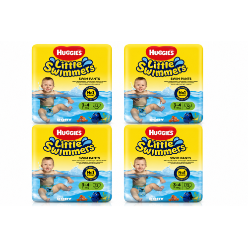Huggies Little Swimmers Talla 3-4 (7-15 kg) 4 Packs x 12 Pañales de Agua | Para Piscina y Playa