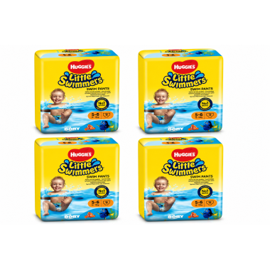 Huggies Little Swimmers Talla 5-6 (12-18 kg) – Pack Ahorro 4x11 Pañales de Agua | Total 44 Pañales para Piscina y Playa