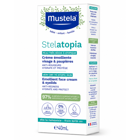 Stelatopia Crema Facial Emoliente Mustela 40ml | Piel Atópica Bebé