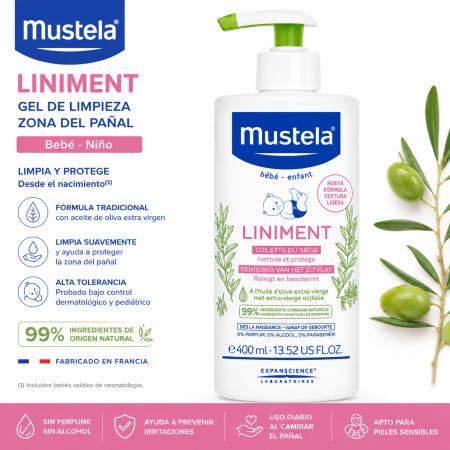 Linimento Mustela 400ml | Limpieza y Protección Natural Zona del Pañal