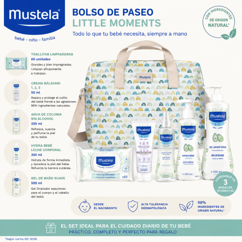 Bolsa Paseo Mustela Little Moments | Kit Completo Bebé con Productos Mustela