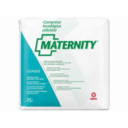 INDAS Maternity Compresas Tocológicas de Celulosa Grande 25 Unidades | Absorbentes Postparto y Ginecológicas