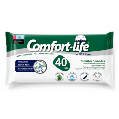 Comfort Life Toallitas Húmedas Adulto 40 Unidades 22x33 cm | Extra Grandes, Aloe Vera y pH Equilibrado