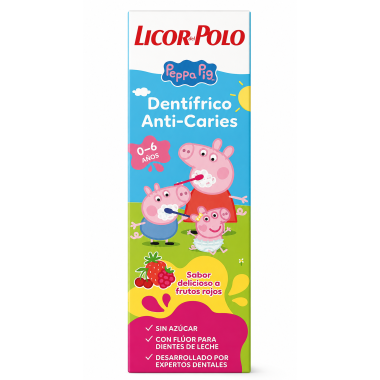 Licor del Polo Peppa Pig Dentífrico Infantil Anticaries 0-6 Años | Sabor Frutos Rojos con Flúor y Sin Azúcar