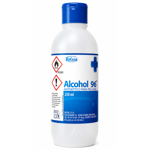 Kelsia Alcohol 96º Antiséptico para Piel Sana 250 ml | Uso Higiénico y Desinfección