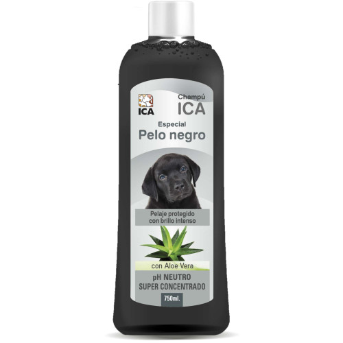 Champú para Perros ICA Pelo Negro con Aloe Vera 2 x 750 ml | Pack Doble, pH Neutro, Superconcentrado y Brillo del Pelaje