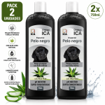 Champú para Perros ICA Pelo Negro con Aloe Vera 2 x 750 ml | Pack Doble, pH Neutro, Superconcentrado y Brillo del Pelaje