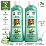 Champú para Perros con Aceite de Visón y Aloe Vera Pack 2 x 750 ml; para un Pelaje Suave y Brillante ICA