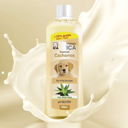 Champú Especial Cachorros con Aloe Vera Pack 2 x 750 ml |ICA , pH Neutro, No Irrita los Ojos