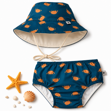 Pack Súper Ahorro pañal bañador + gorro pescador (13-36 meses) Crab Lässig con protección solar