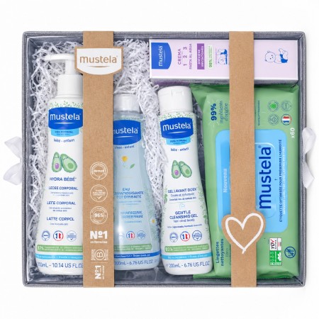 Canastilla Bebé Mustela Gris 5 Productos | Kit Completo Recién Nacido