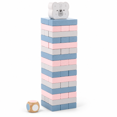 Torre de bloques PolarB +3 años | Juego tipo Jenga de madera con dados y piezas