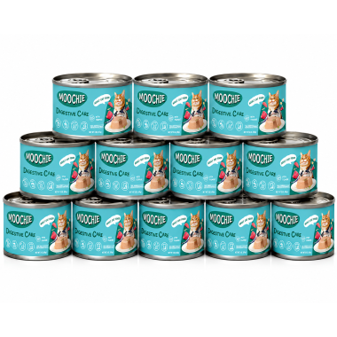 MOOCHIE Digestive Care Pack 12 x 70 g 🐟 | Paté con Anchoa para Gatos Adultos | Apoyo Digestivo Diario | 840 g