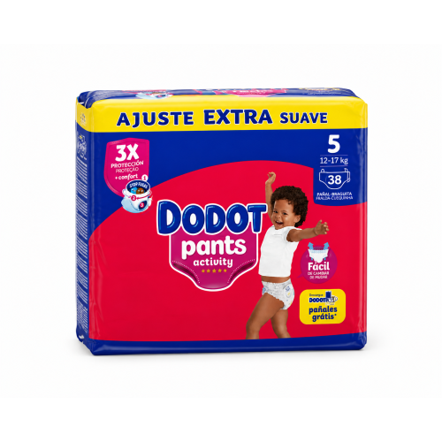 Dodot Activity Pants Talla 5 (12-17 kg) (2 x 38 )76 Pañales Braguita, Ajuste Suave y Protección Antifugas