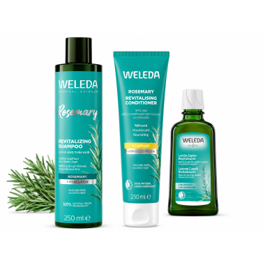 Weleda Pack Romero Revitalizante – Champú 250 ml + Acondicionador 150 ml + Loción Capilar