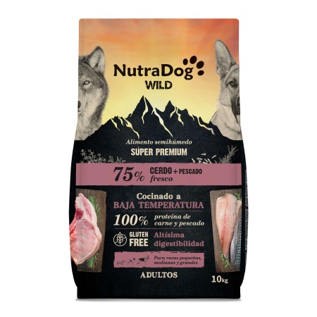 Pack Descubrimiento NutraDog WILD – 4 kg Pienso Semihúmedo + 2 Latas Gourmet + Snack Salmón GRATIS