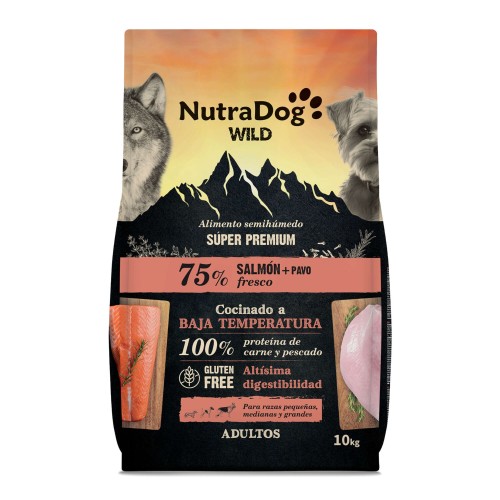 Pack Descubrimiento NutraDog WILD – 4 kg Pienso Semihúmedo + 2 Latas Gourmet + Snack Salmón GRATIS