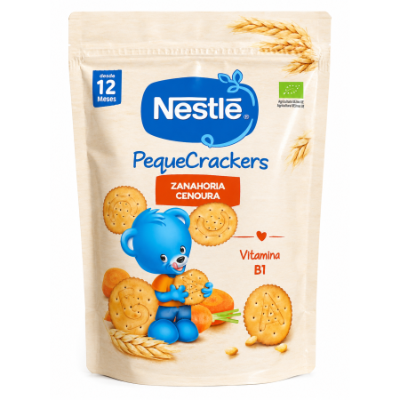 Nestlé PequeCrackers Zanahoria galletitas ecológicas para bebés desde 12 meses con vitamina B1