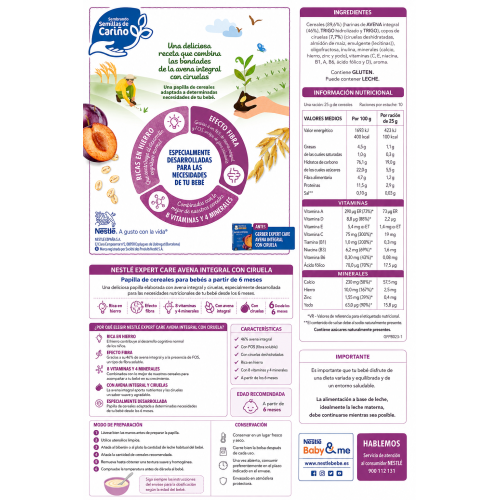 Nestlé Expert Care Avena Integral con Ciruela – Desde 6 Meses