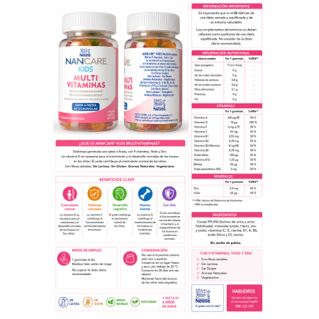 Nestlé NANCARE Kids Multivitaminas – 60 Gominolas – Desde 3 Años