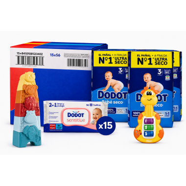 Pack Súper Ahorro Bebé 6-36 Meses: Pañales Dodot Bebé seco Talla 3 + Diversión Chicco
