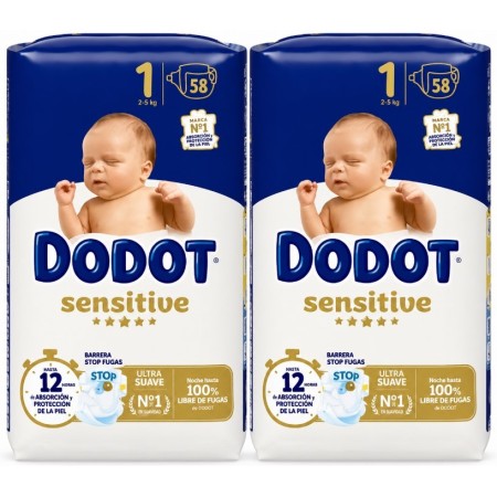 Pack Súper Ahorro: Pañales Dodot Sensitive Talla 1 + Talla 2 + Toallitas Sensitive + Biberones y Cepillo Tommee Tippee