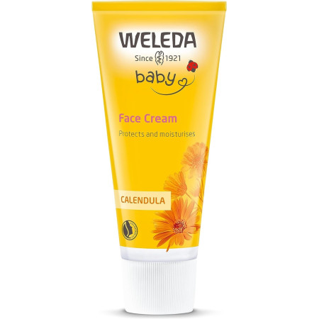 Duplo Crema Facial de Caléndula 2x50 ml Weleda –Hidratante y Protectora para la Piel Delicada del Bebé – Cosmética Natural