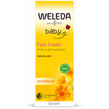 Duplo Crema Facial de Caléndula 2x50 ml Weleda –Hidratante y Protectora para la Piel Delicada del Bebé – Cosmética Natural
