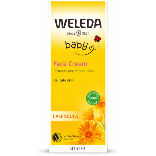 Duplo Crema Facial de Caléndula 2x50 ml Weleda –Hidratante y Protectora para la Piel Delicada del Bebé – Cosmética Natural